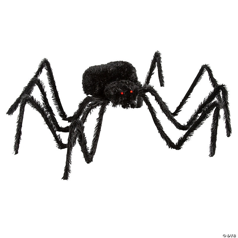 7 1/2 Ft. x 2 3/4 Furry Black Spider Poasable Halloween Decoration
