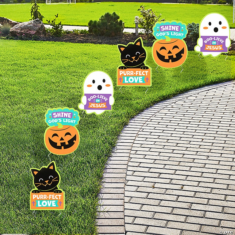 8 - 11 Religious Halloween Sidewalk Yard Signs - 6 Pc.