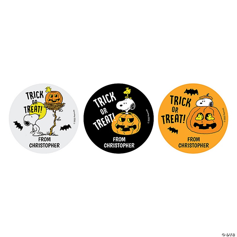 Bulk 144 Pc. Personalized Peanuts Snoopy & Woodstock Halloween Favor Stickers