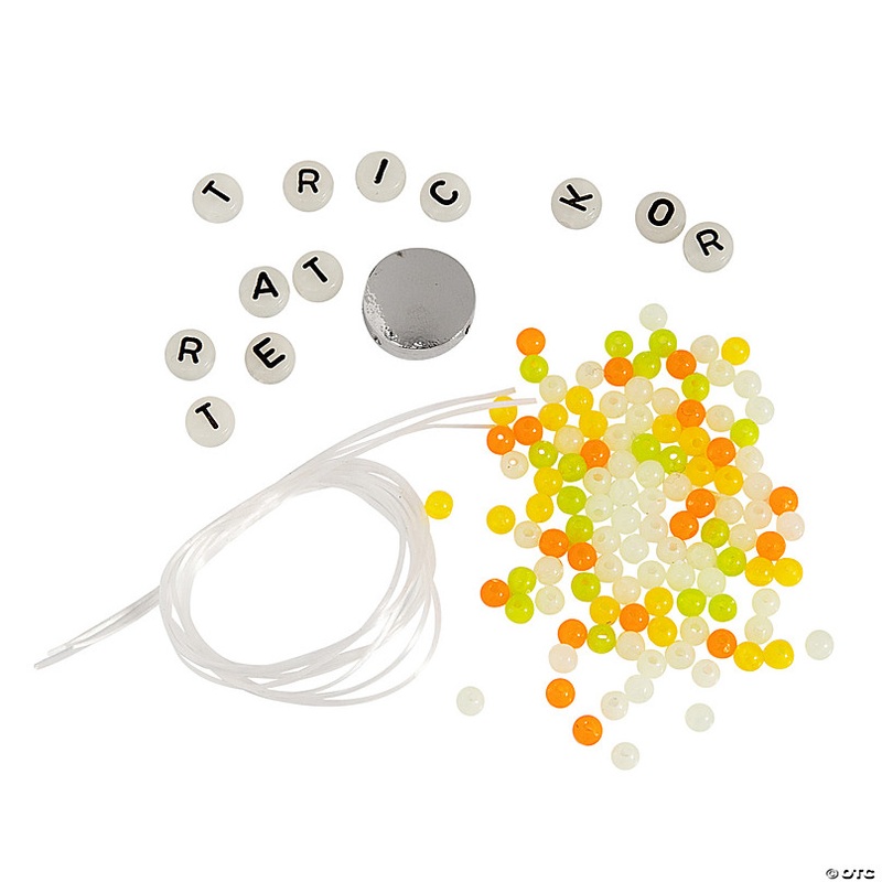 Halloween Glow-in-the-Dark Trick-or-Treat Beaded Bracelet Craft Kit - Makes 6