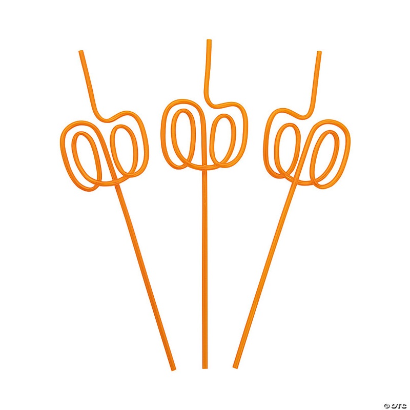 Pumpkin BPA-Free Plastic Silly Straws - 12 Pc.