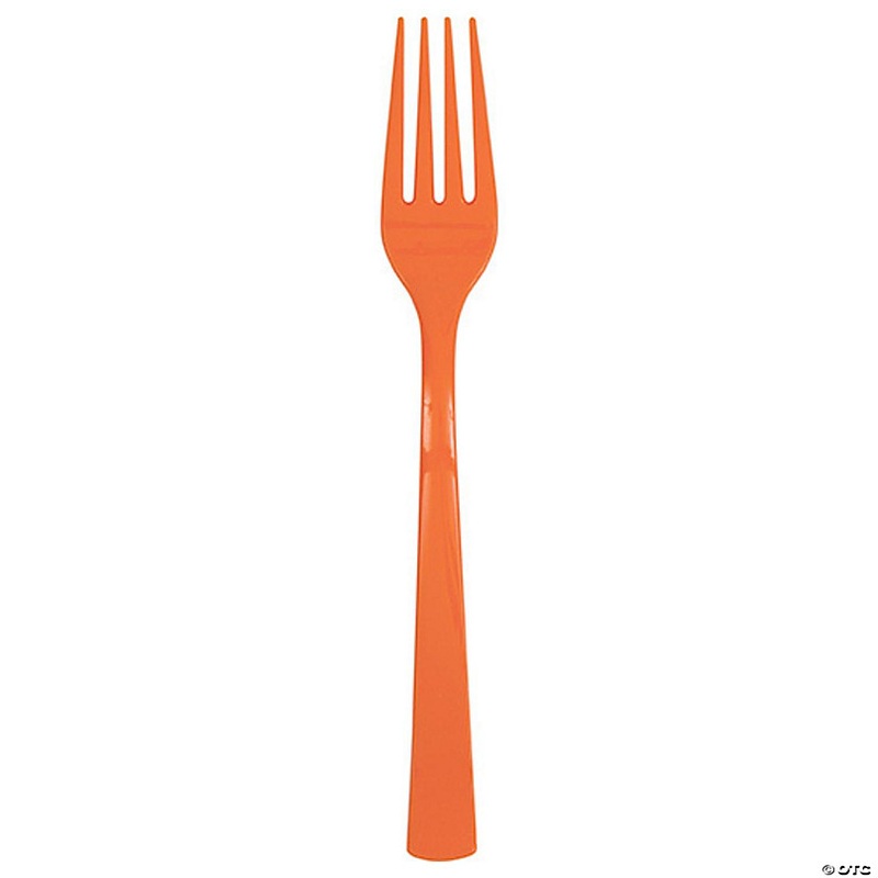 Pumpkin Orange Solid Plastic Forks - 18ct