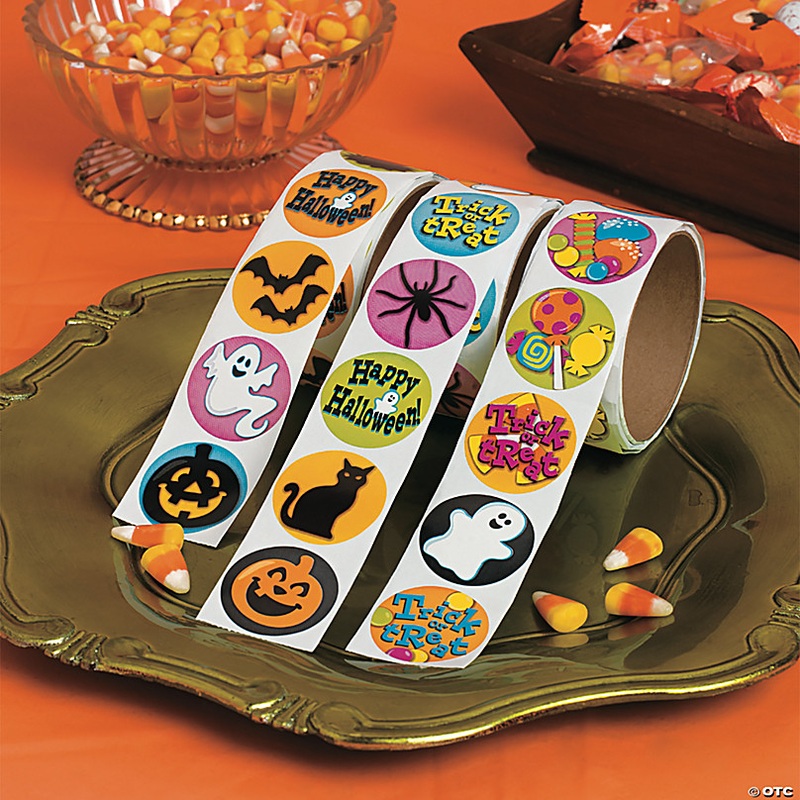 1 1/2 Bulk 300 Pc. Classic Halloween Design Paper Sticker Rolls