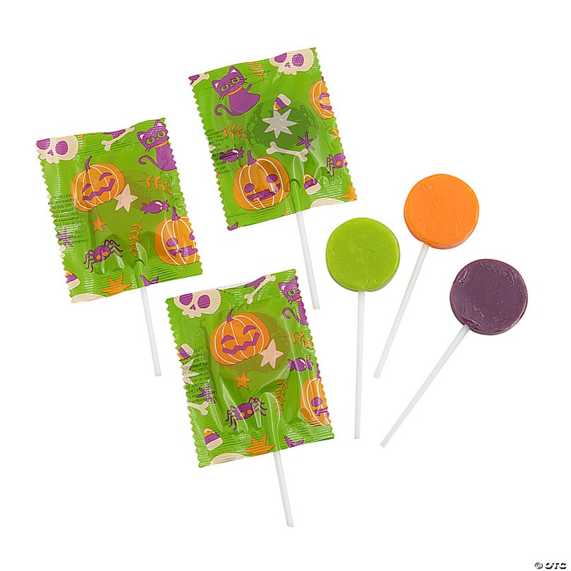 1 1/4 1 Lb. Halloween Printed Fruit Flavor Lollipops  57 Pc.