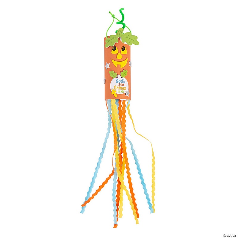1 3/4 x 14 1/2 Religious Pumpkin God's Light Shines in Me Windsock Craft Kit  Makes 12