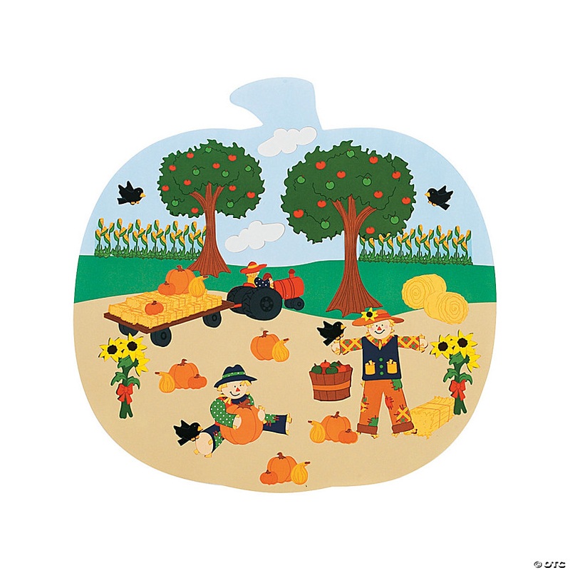 10 1/2 x 10 1/2 Pumpkin Patch-Shaped Sticker Scenes - 12 Pc.