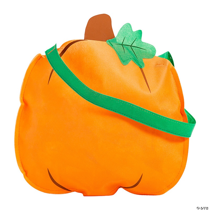 12 x 11 Medium Pumpkin-Shaped Non woven Tote Bags - 12 Pc.