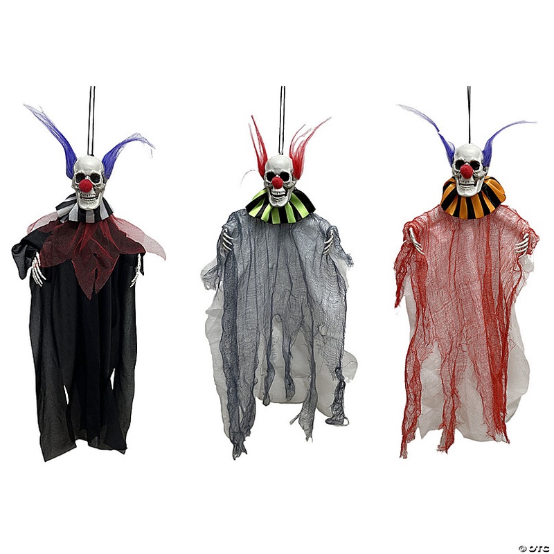 18 Skeleton Clown Hanging Decorations - Set of 3