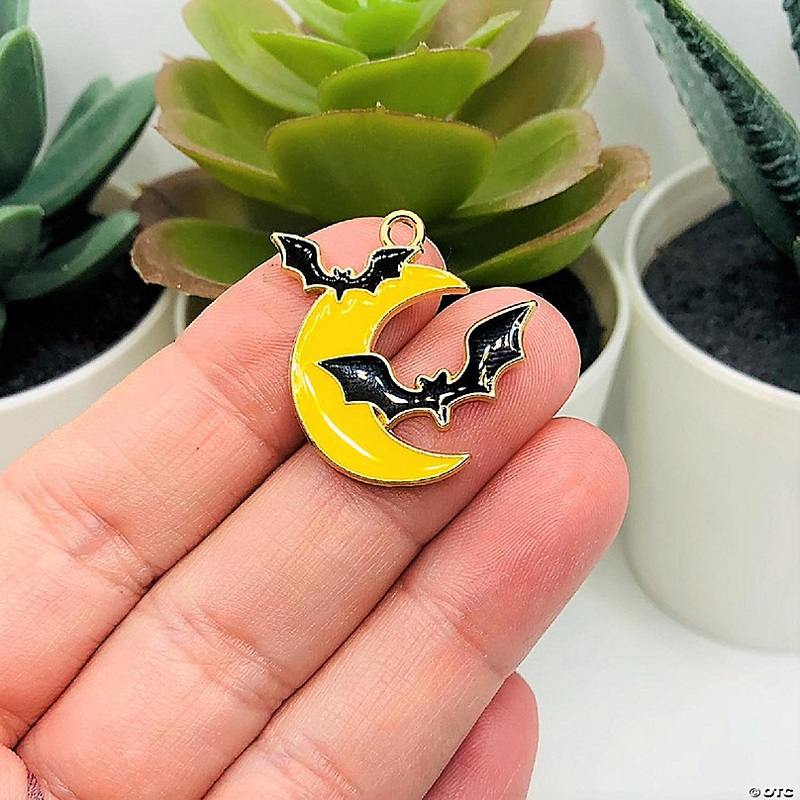 20 Pieces Moon and Bat Halloween Charms