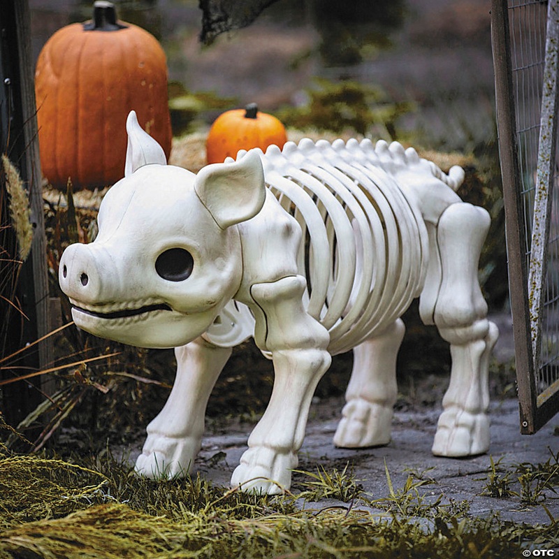 24 1/4 Standing Pig Skeleton Halloween Decoration