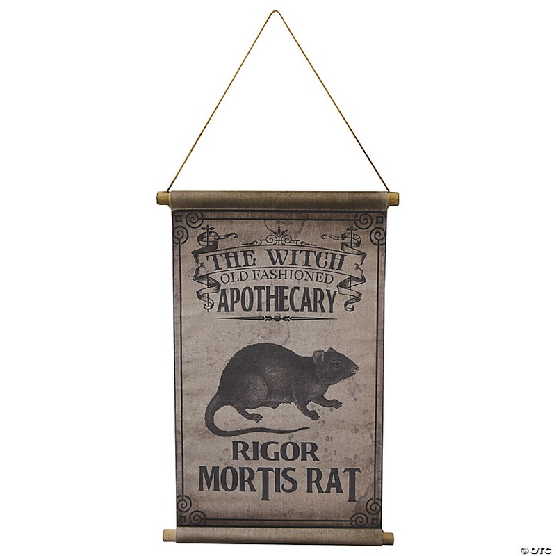 26 Rigor Mortis Rat Canvas Hanging Sign Halloween Decoration