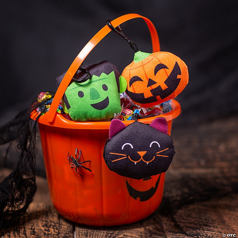 3 1/2 - 3 3/4 Halloween Stuffed Character Backpack Clip Keychains - 12 Pc.