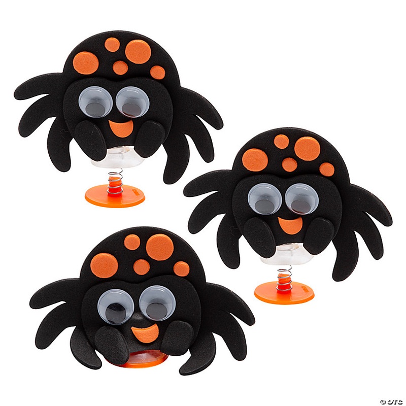 3 1/2 x 2 1/2 Halloween Black & Orange Spider Character Pop-Up Craft Kit - Makes 12