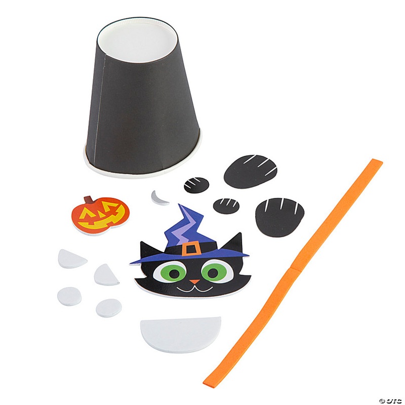3 1/2 x 5 1/2 Halloween 3D Black Cat Paper Cup Craft Kit  Makes 12