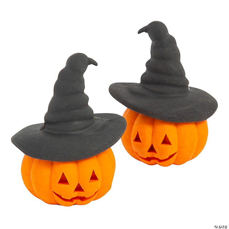 3D Jack-O-Lantern Erasers - 24 Pc.