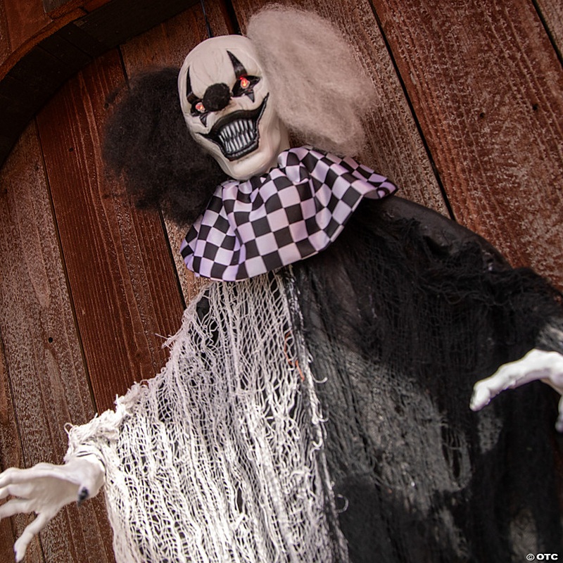 4 Ft. Hanging Black & White Clown Animated Prop Halloween Decoration
