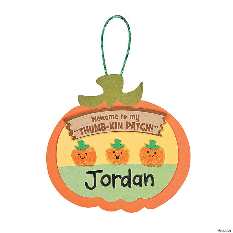 5 1/4 x 5 Thumbprint Pumpkin Patch Sign Craft Kit - Makes 12
