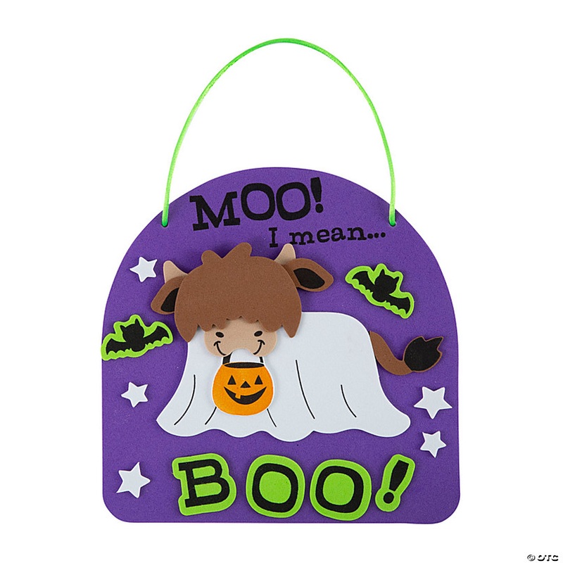 6 1/2 Halloween Ghost Highland Cow Sign Foam Craft Kit - Makes 12