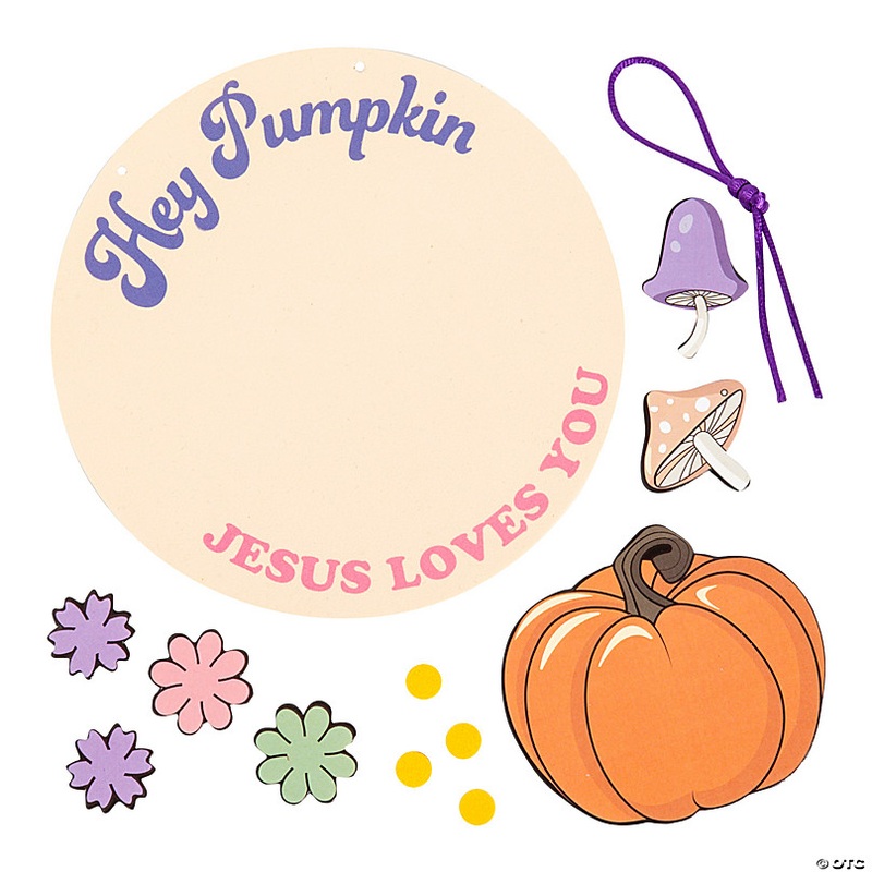6 1/2 x 6 1/2 Religious Hey Pumpkin Jesus Loves You Sign Foam Craft Kit - Makes 12