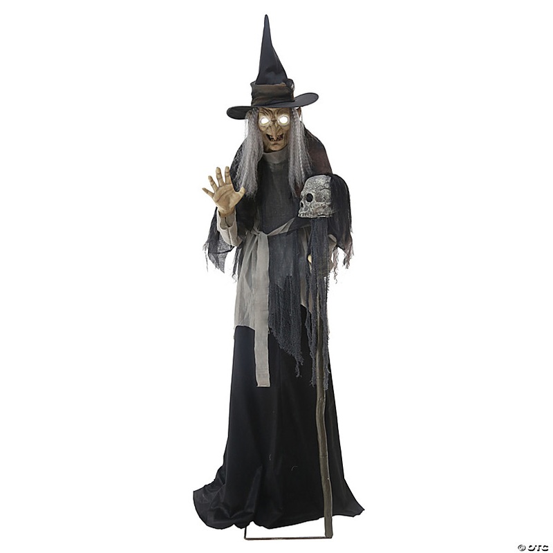 6 Ft. Animated Lunging Haggard Witch Standing Halloween Decoration