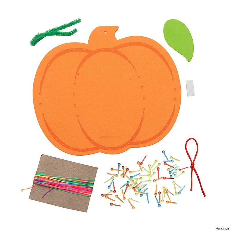 8 x 7 Orange Pumpkin with Multicolored String Art Craft Kit - Makes 12