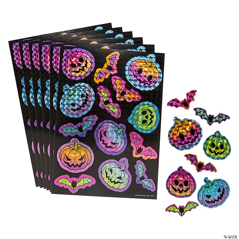 Bulk 24 Sheets Neon Prism Halloween Character Sticker Sheets
