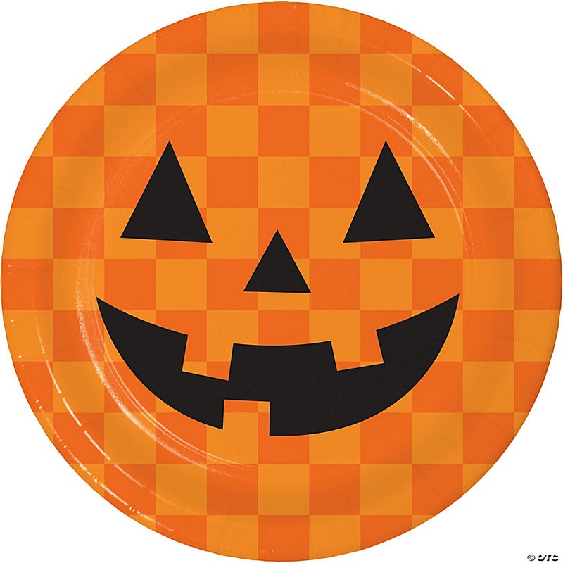 Creative Converting Retro Halloween Jack-O-Lantern Paper Dessert Plates, 24 ct