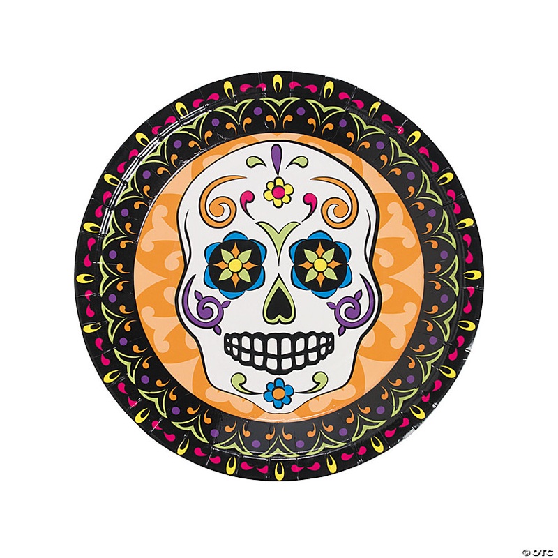 Day of the Dead Party Sugar Skull Paper Dinner Plates - 8 Ct.