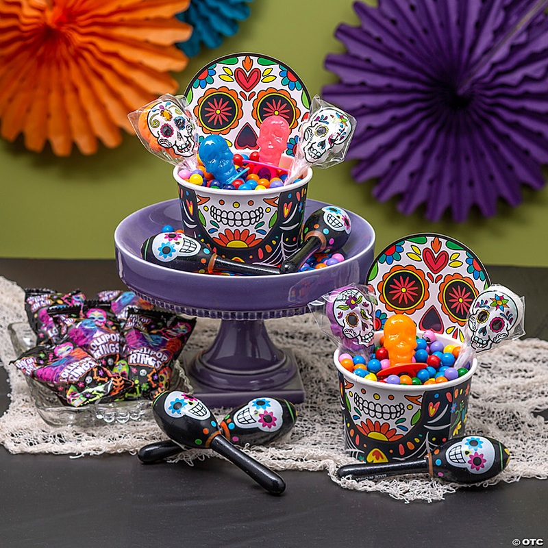 Day of the Dead Sugar Skull-Shaped Diposable Paper Snack Cups - 12 Pc.