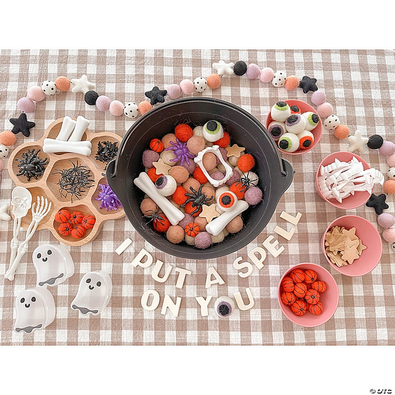 Halloween Eyeball Wool Felt Pom-Poms - 12 Pc.