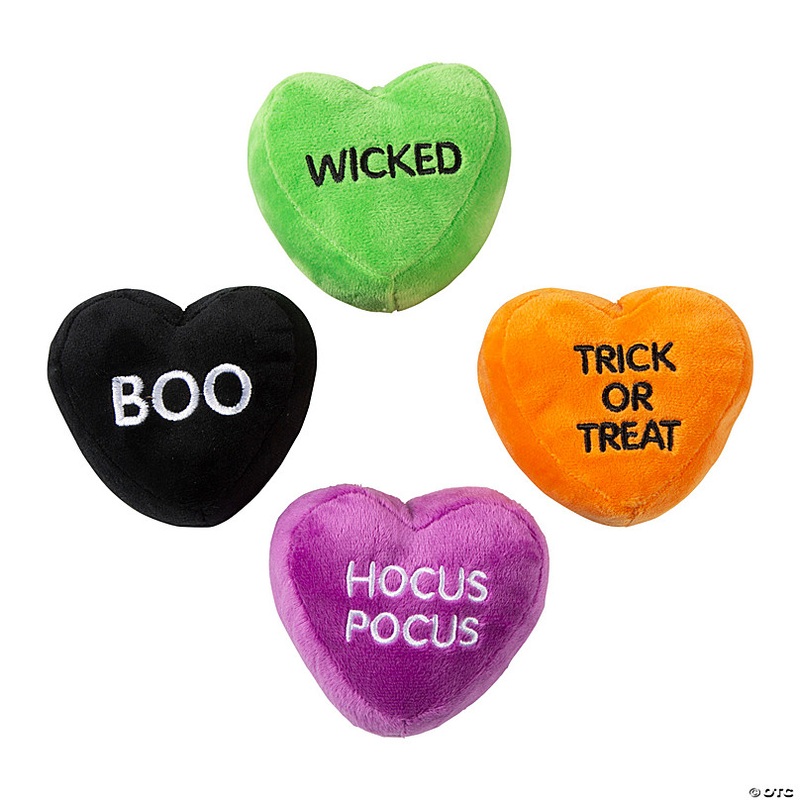 Halloween Stuffed Conversation Hearts - 12 Pc.