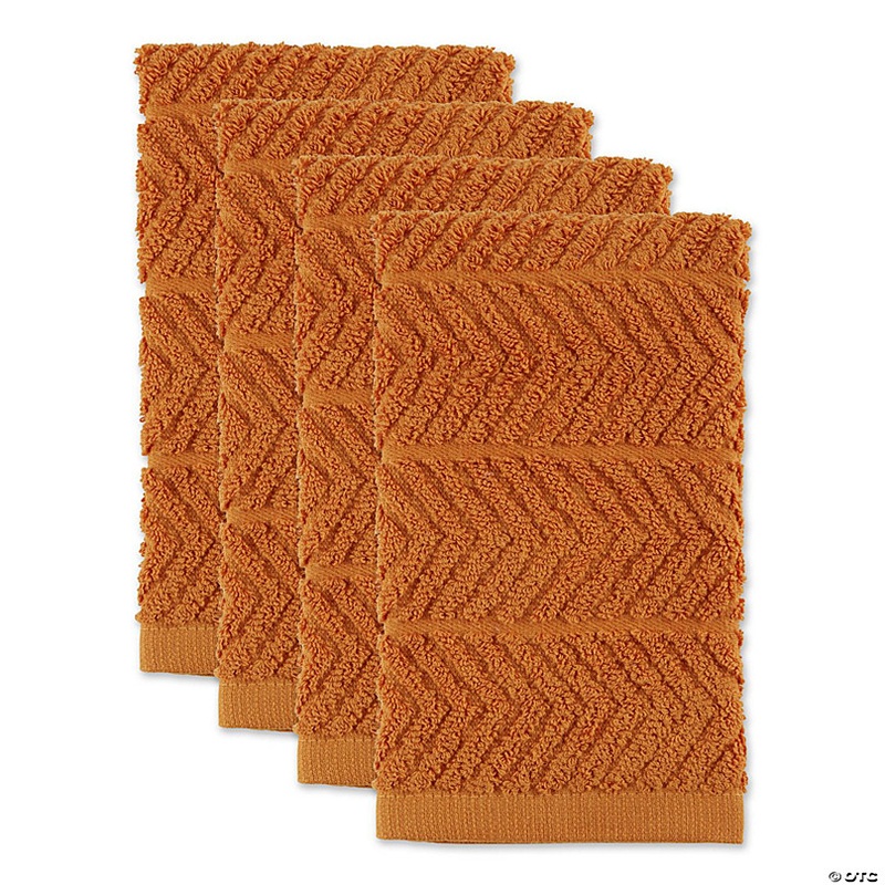 Pumpkin Spice Chevron Luxury Barmop (Set Of 4)