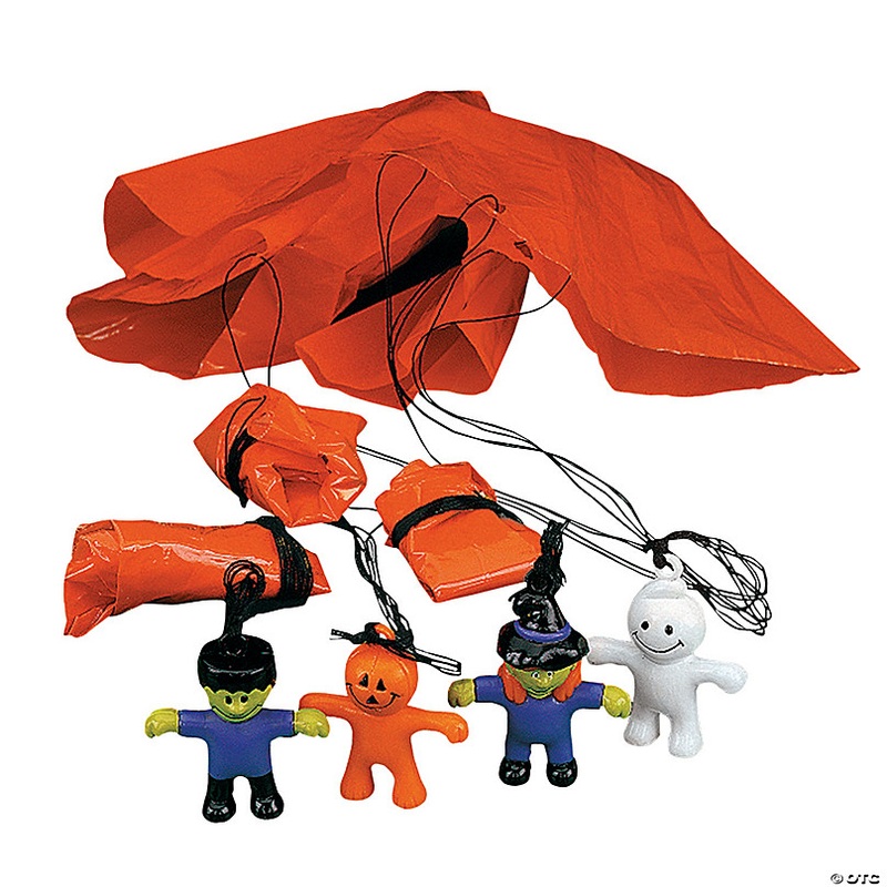 1 1/4 Bulk 48 Pc. Mini Halloween Character Vinyl Paratroopers