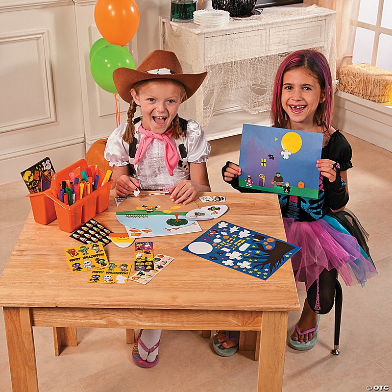 11 x 8 1/2 DIY Halloween Night Sticker Scene Sheets - 12 Pc.