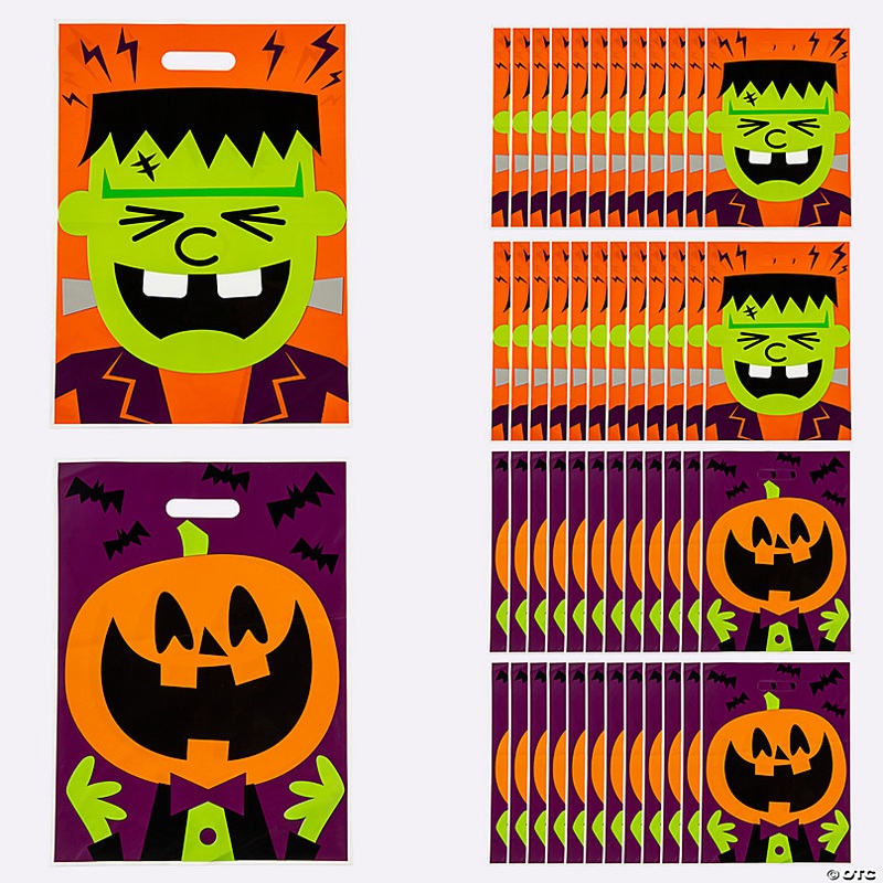 12 1/2 x 17 Bulk 50 Pc. Halloween Character Plastic Trick-or-Treat Goody Bags