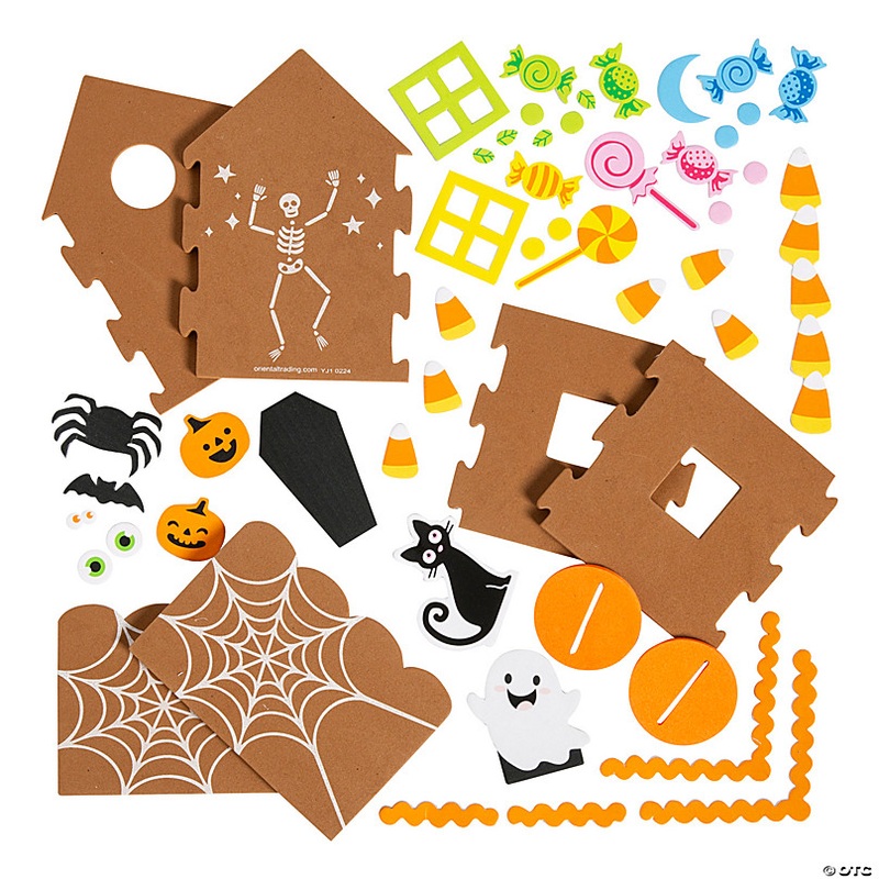 3 3/4 x 5 3/4 3D Halloween Gingerbread House Foam Craft Kit - Makes 12