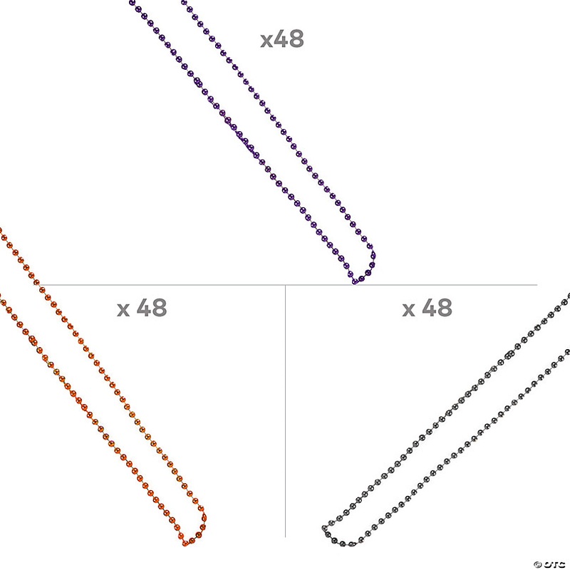 30 Bulk 144 Pc. Halloween Black, Orange & Purple Metallic Bead Necklace Assortment