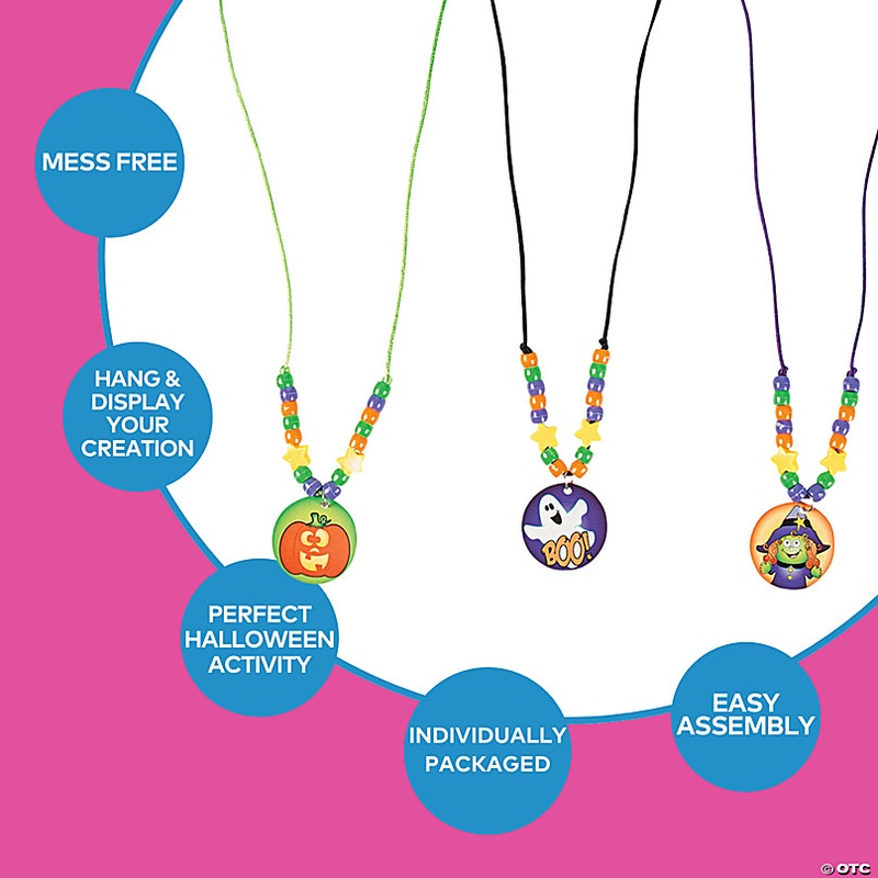 30 Bulk Halloween Beaded Pendant Necklace Craft Kit - Makes 50