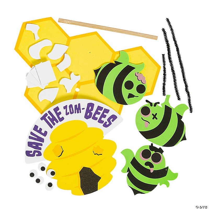 3D Halloween Save the Zom-Bees Tabletop Sign Craft Kit - Makes 12