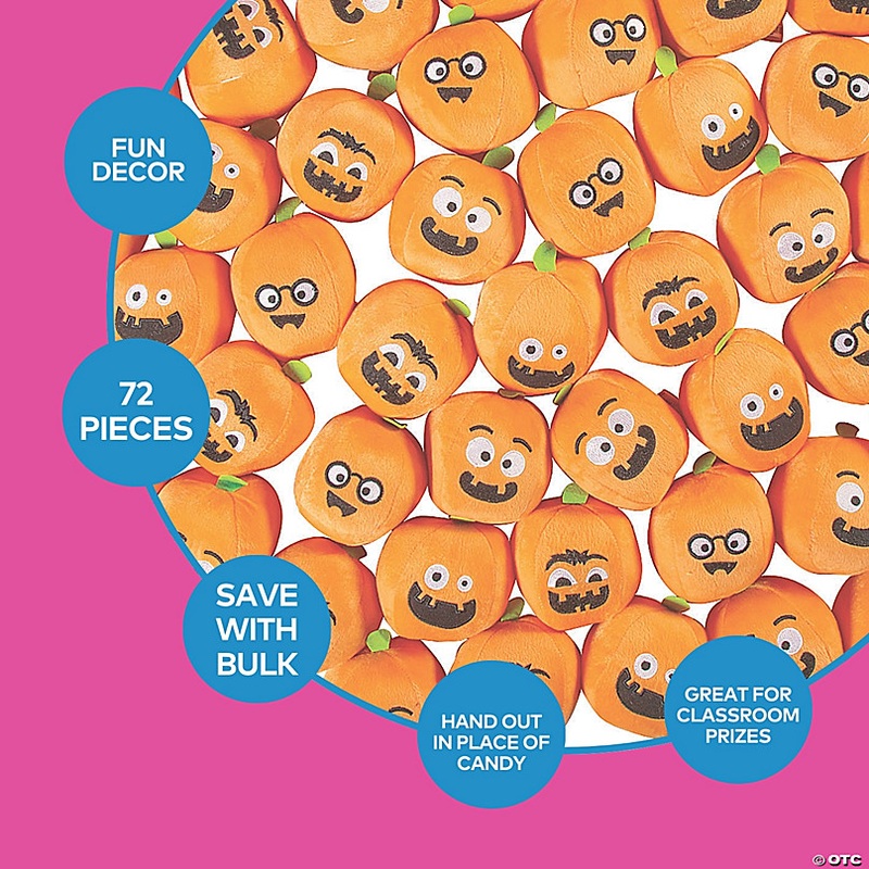 4 1/2 Bulk 72 Pc. Halloween Funny Face Stuffed Pumpkin Toys