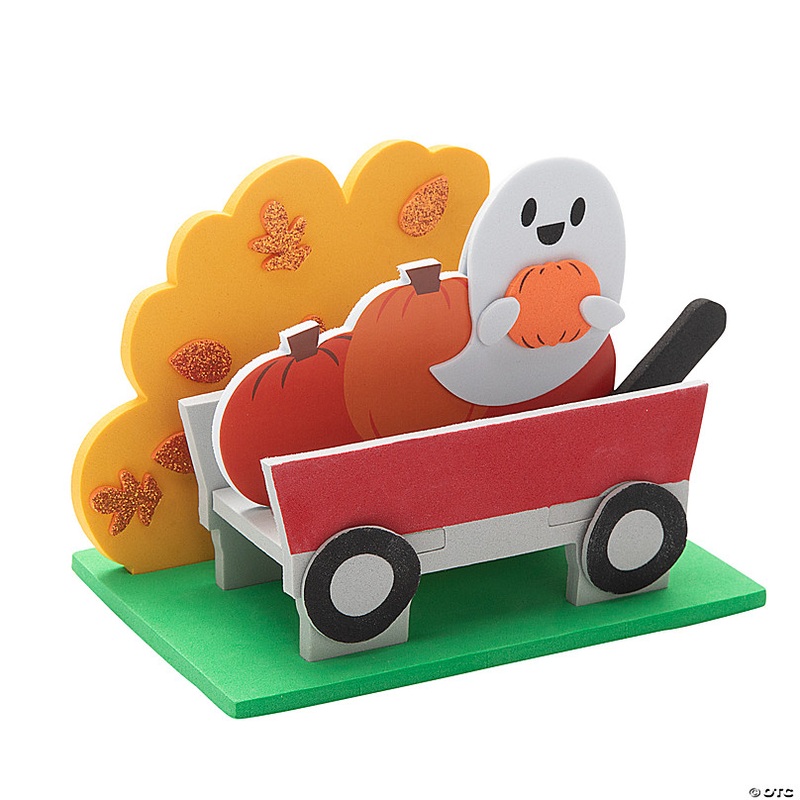 5 3/4 x 4 3D Halloween Ghost Hayrack Ride Scene Foam Craft Kit - Makes 12