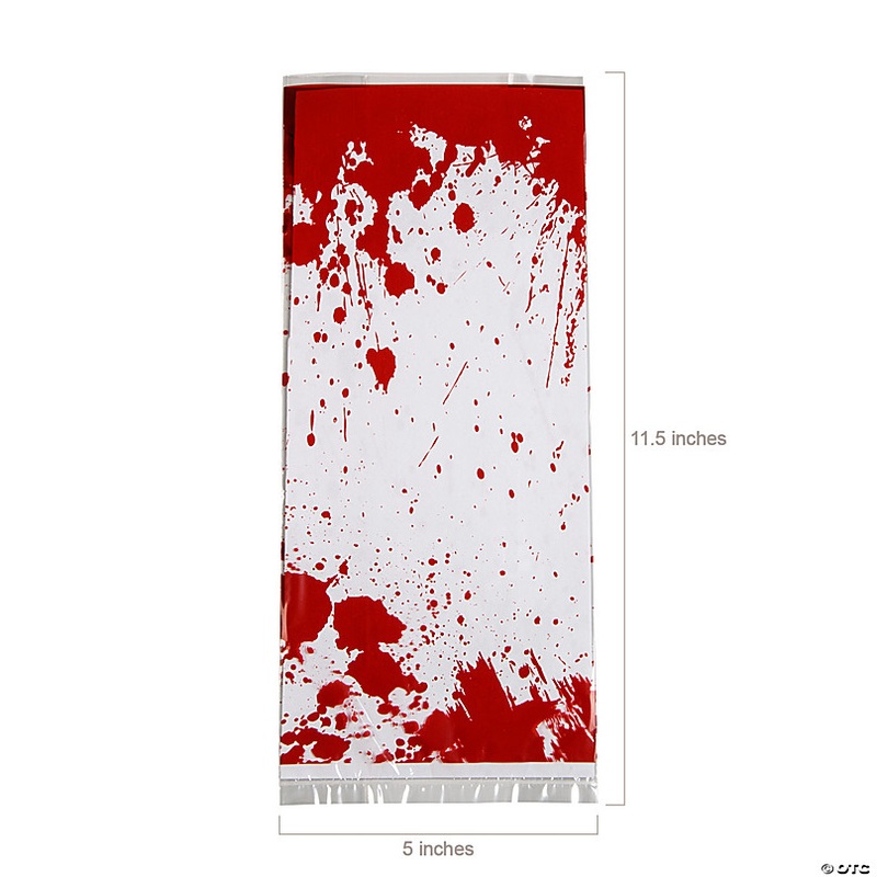 5 x 11 1/2 Halloween Horror Party Bloody Cellophane Bags - 12 Pc.