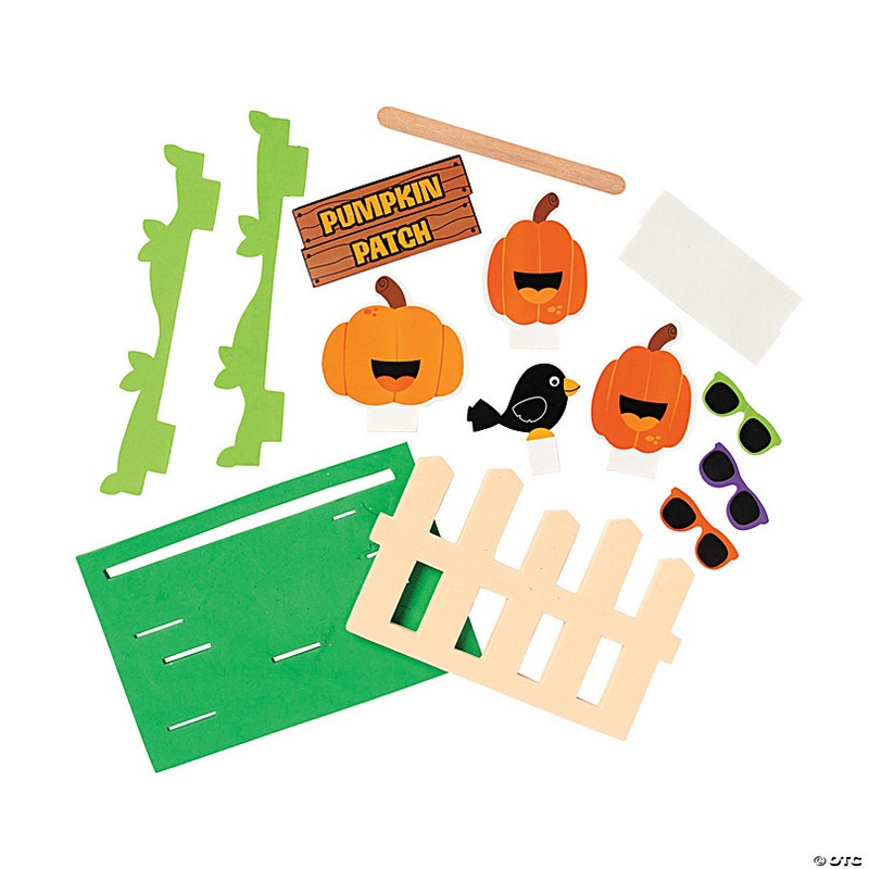 6 x 5 1/2 3D Pumpkin Patch Jack-O'-Lantern Scene Craft Kit  Makes 12