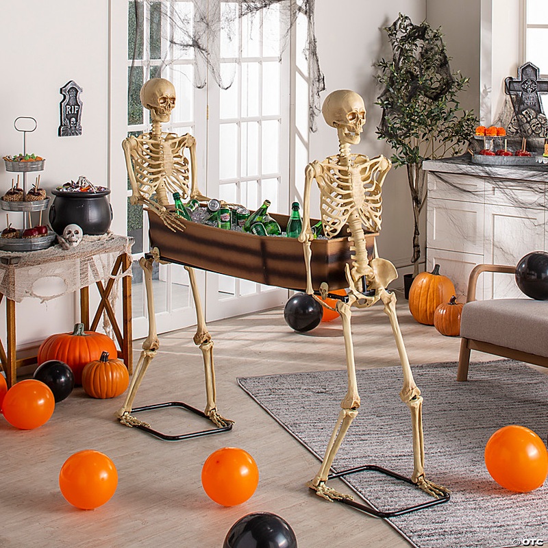 68 x 17 1/2 Poseable Skeletons Carrying Coffin Halloween Decoration