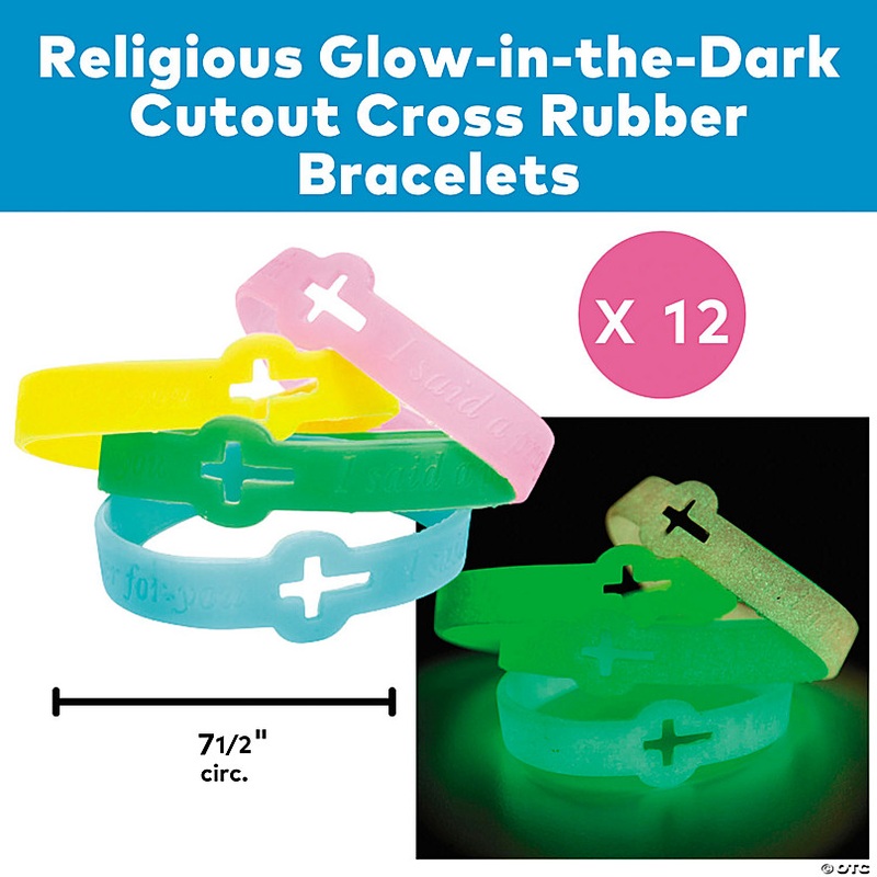 7 1/2 Glow-in-the Dark Christian Pumpkin Rubber Bracelets - 12 Pc.
