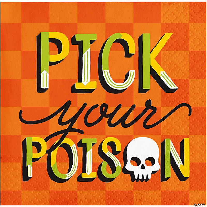 Creative Converting Retro Halloween Pick Your Poison Paper Cocktail Napkins, 48 ct
