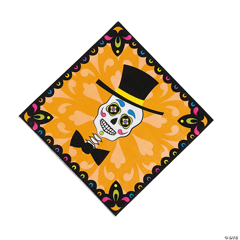 Day Of The Dead Skull with Top Hat Luncheon Napkins - 16 Pc.