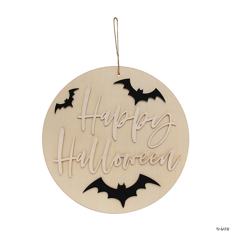 Felt Bat Happy Halloween Wood Sign Craft Kit - Makes 1
