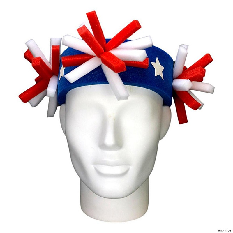Foam Party Hats USA Pompoms Headband - Photo Booth Prop - Party Favors -Halloween - Crazy Hat Day