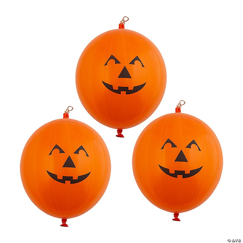 Jack-O-Lantern Latex Punch Balls - 12 Pc.